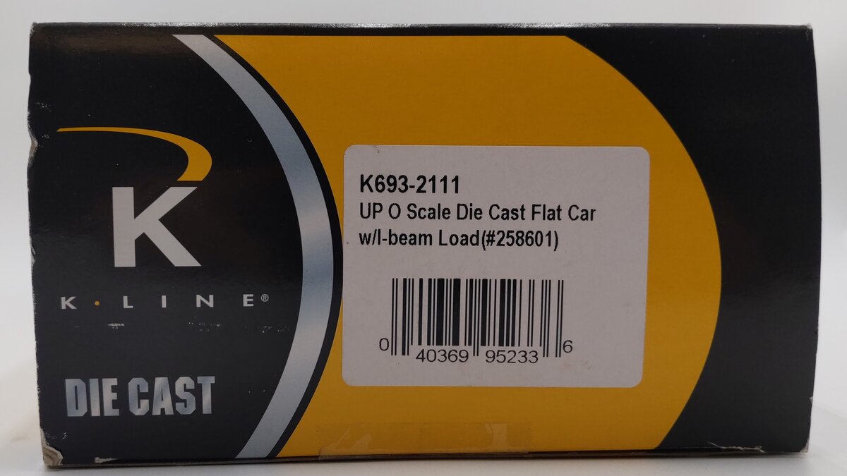 K-Line K693-2111 O Gauge Union Pacific Diecast Flatcar w/ I-Beams #258601 EX/Box