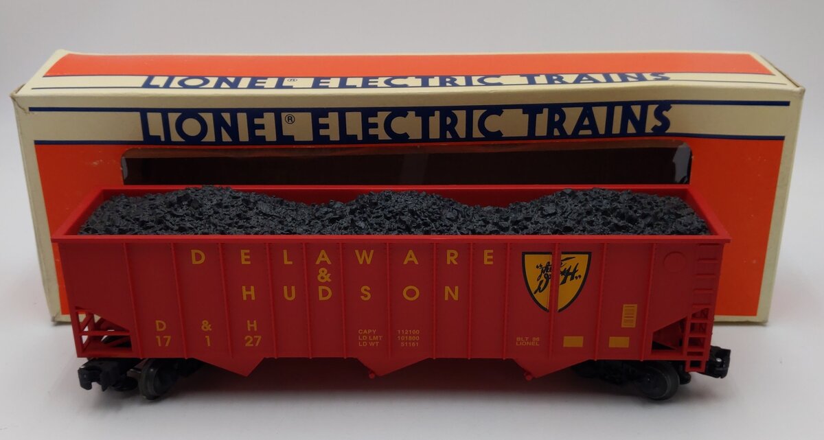 Lionel 6-17127 O Gauge Delaware & Hudson 3-Bay Hopper Car #17127 with Coal Load LN/Box