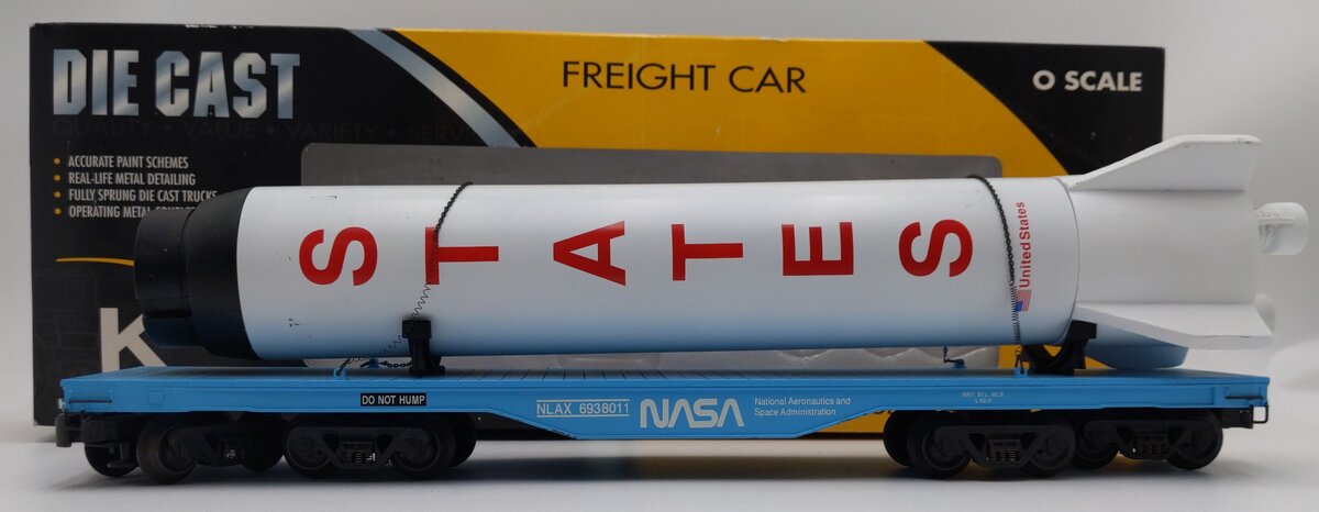 K-Line K693-8011 O Gauge NASA Flatcar with Rocket Booster #6938011 EX/Box