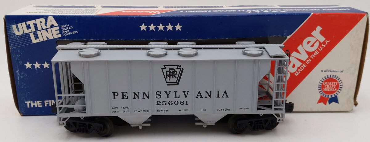 Weaver 3026 O Pennsylvania Railroad PS-2 34' Covered Hopper #256061 (3 Rail) EX/Box