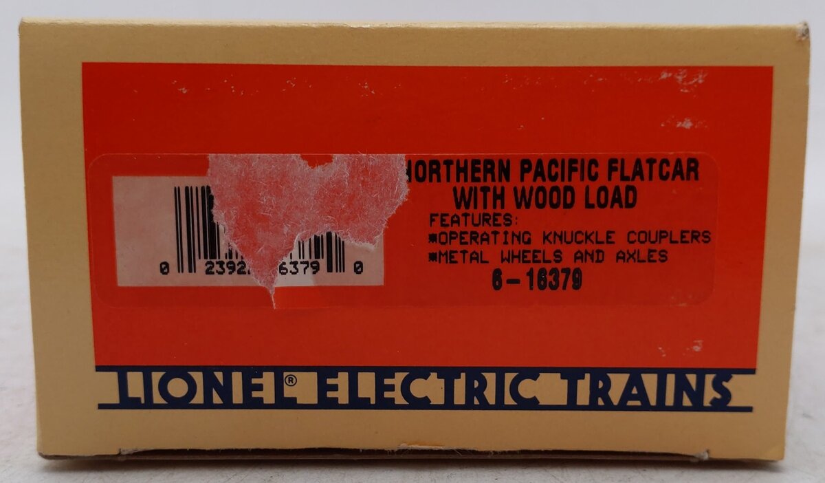 Lionel 6-16379 O Gauge Northern Pacific Flatcar w/ Wood Load EX/Box