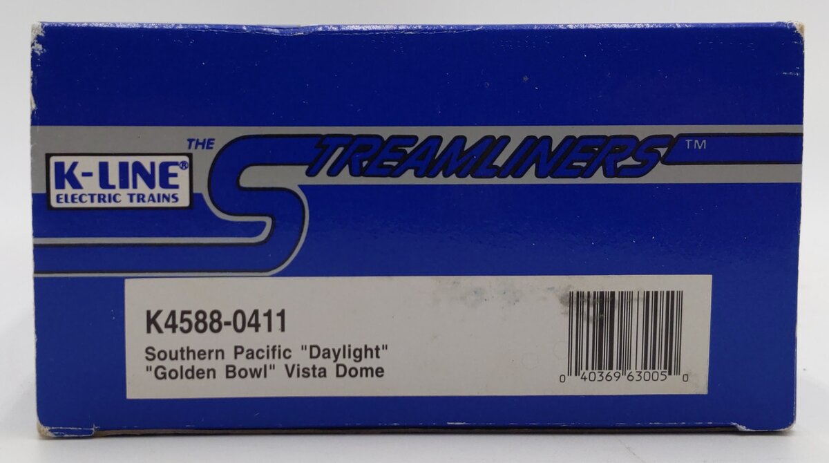 K-Line K4588-0411 O SP Daylight "Golden Bowl" Streamliner Vista Dome Car #411 EX/Box