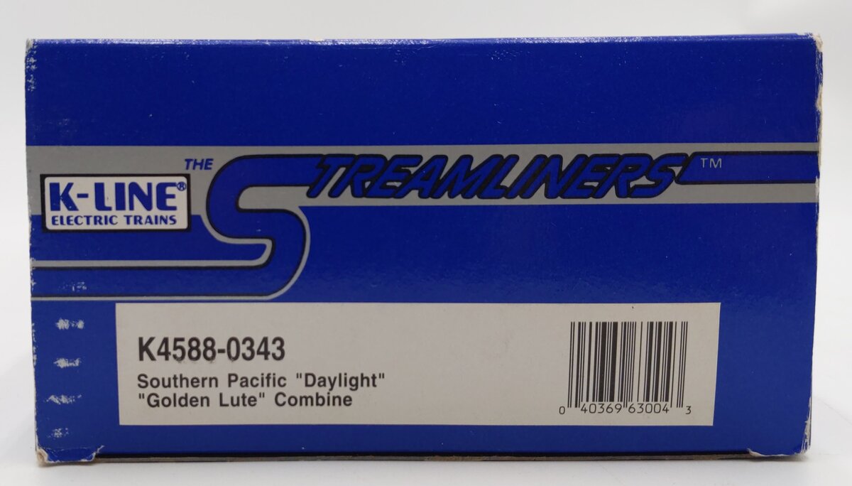 K-Line K4588-0343 O SP Daylight "Golden Lute" Streamliner Combine Car #343 LN/Box