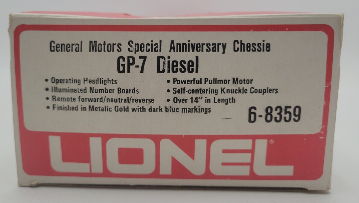 Lionel 6-8359 O Gauge Chessie System GM Gold GP7 Diesel Engine VG/Box