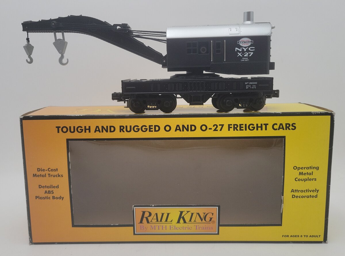 MTH 30-7910 O Gauge New York Central Operating Crane Car X-27 LN/Box