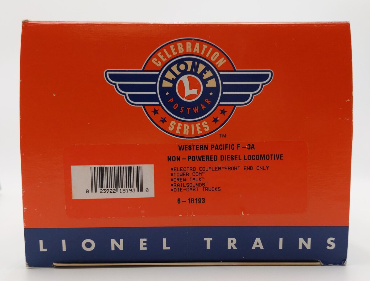 Lionel 6-18193 O PWC Western Pacific F-3 Non-Powered A Diesel Locomotive EX/Box