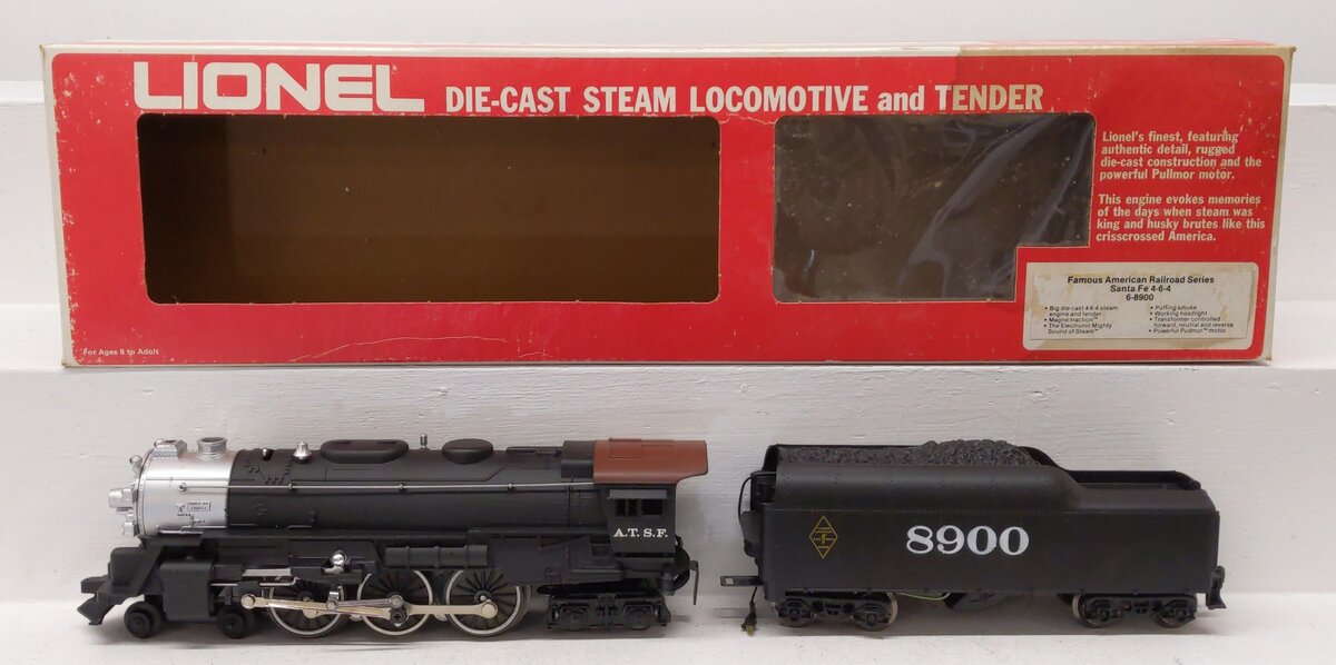 Lionel 6-8900 O Gauge ATSF 4-6-4 Steam Locomotive & Tender #8900 VG/Box