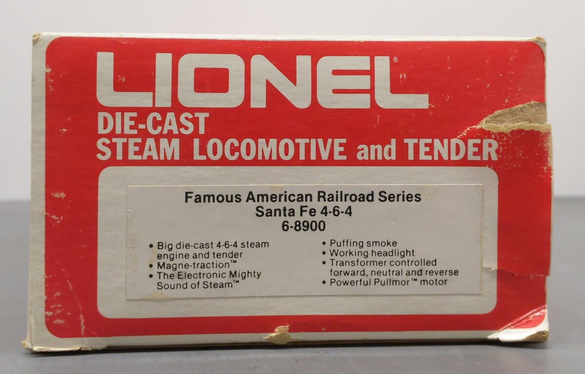 Lionel 6-8900 O Gauge ATSF 4-6-4 Steam Locomotive & Tender #8900 VG/Box