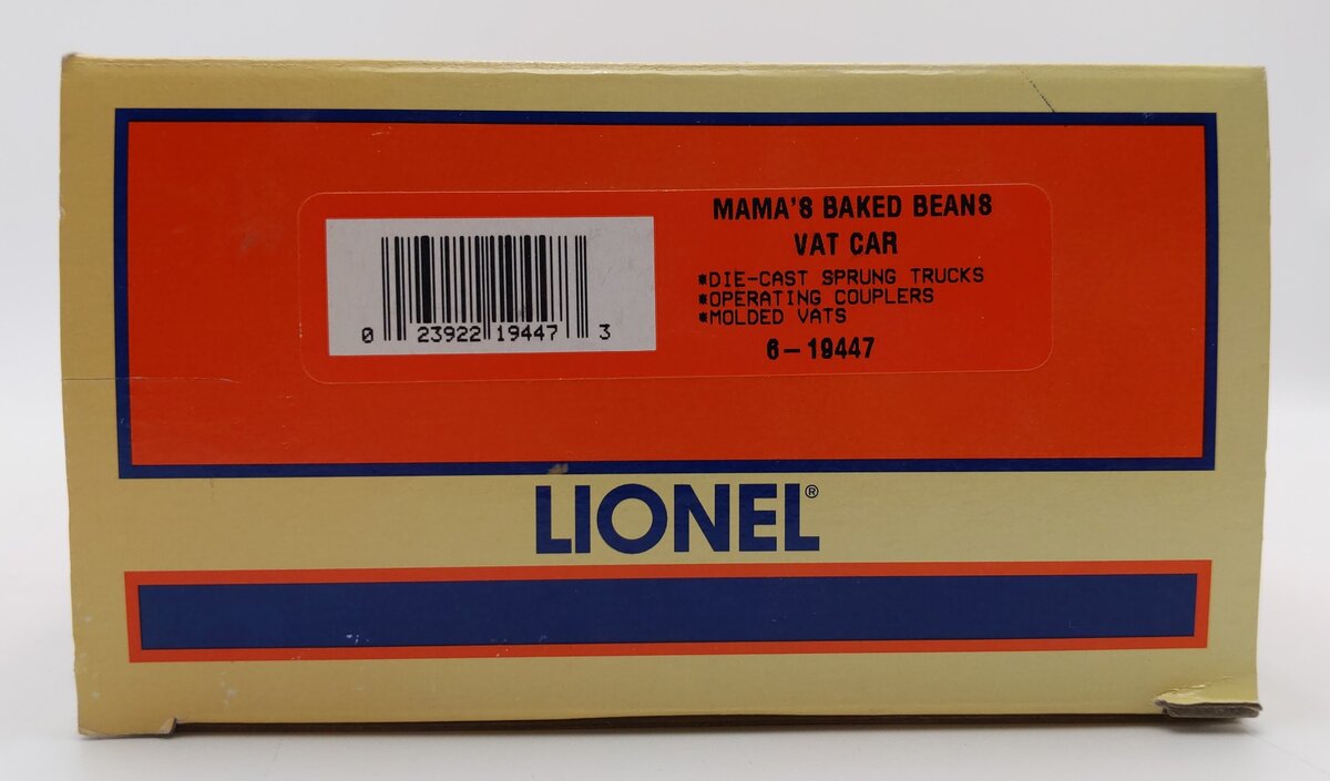 Lionel 6-19447 O Gauge Mama's Baked Beans Vat Car EX/Box