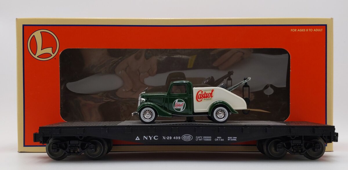 Lionel 6-17538 O Gauge New York Central Flatcar w/Castrol Ford Tow Truck EX/Box