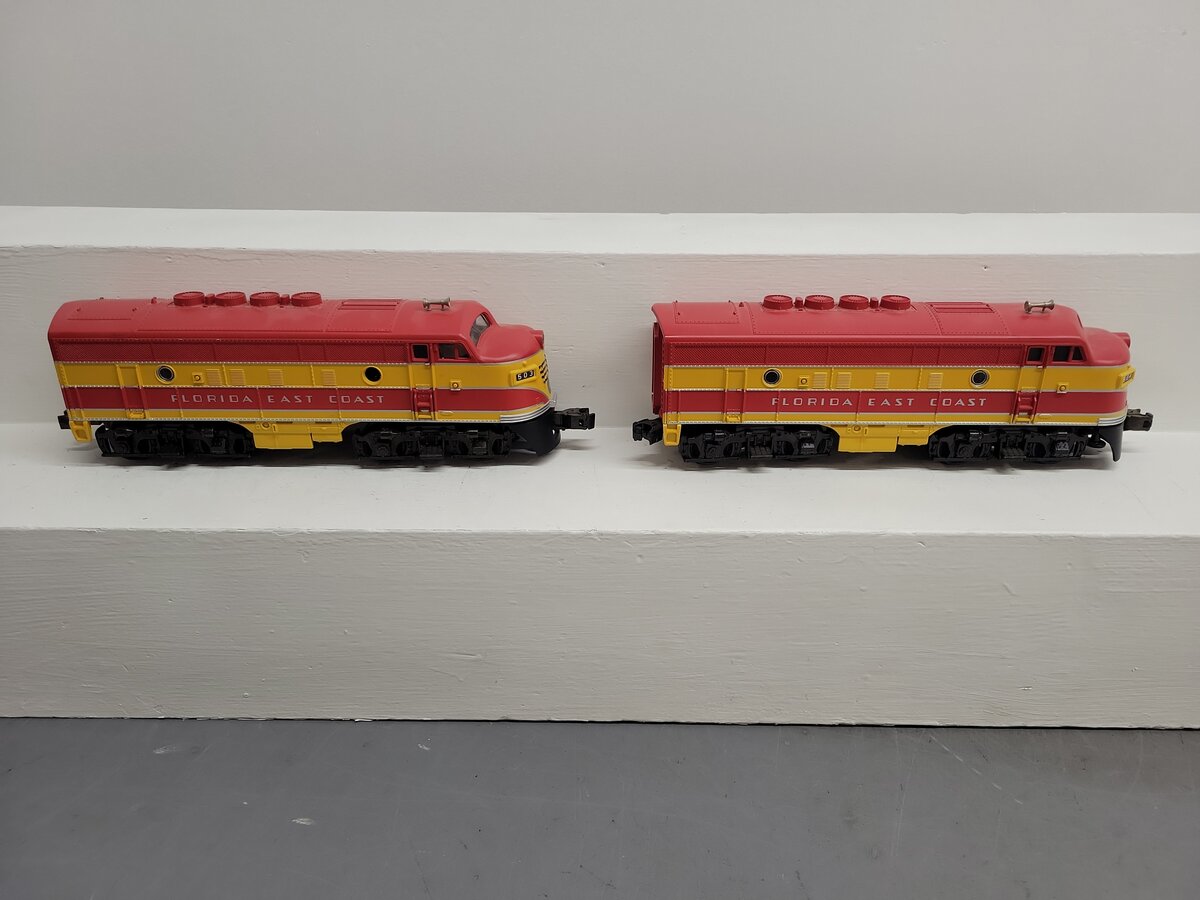 MTH 30-2007-1 O Florida East Coast F3 AA Diesel Locomotive Set w/PS1 #503/504 EX/Box