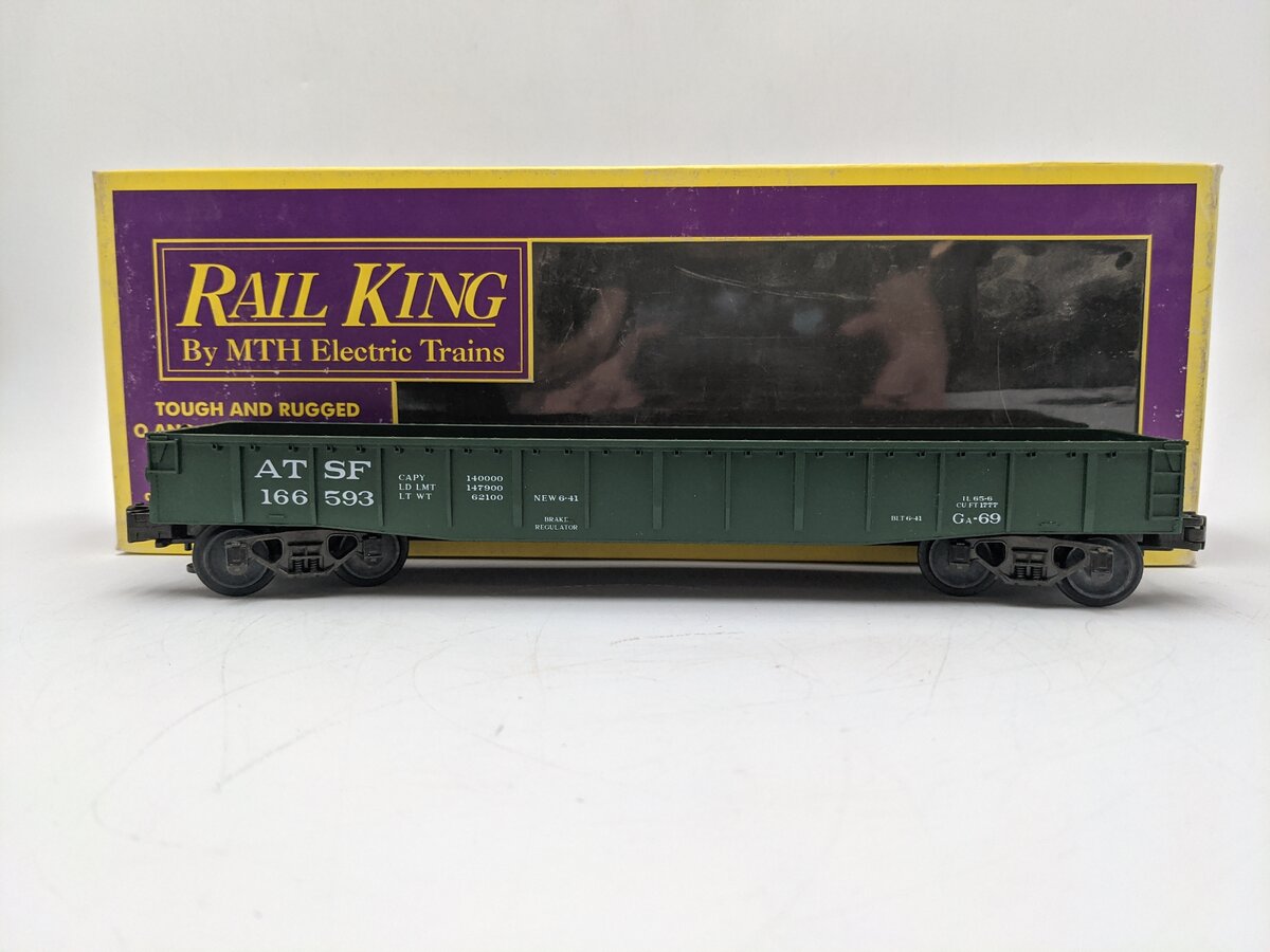 MTH 20-7203 O Gauge A.T. Santa Fe Gondola Car #166593 EX/Box