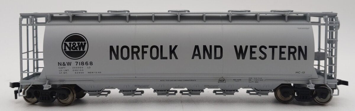 Atlas 1958-2 HO Scale Norfolk & Western ACF 6 Bay Cylindrical Hopper #71868 EX/Box
