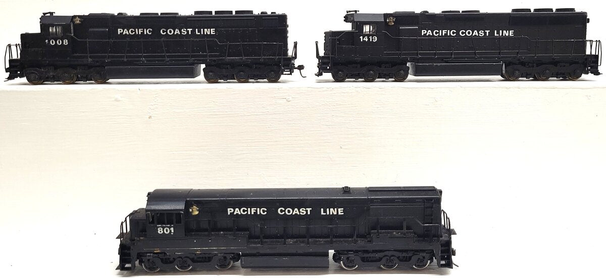 HO Scale Assorted Pacific Coast Line Diesel Locomotives: 801, 1008, 1419 [3] EX