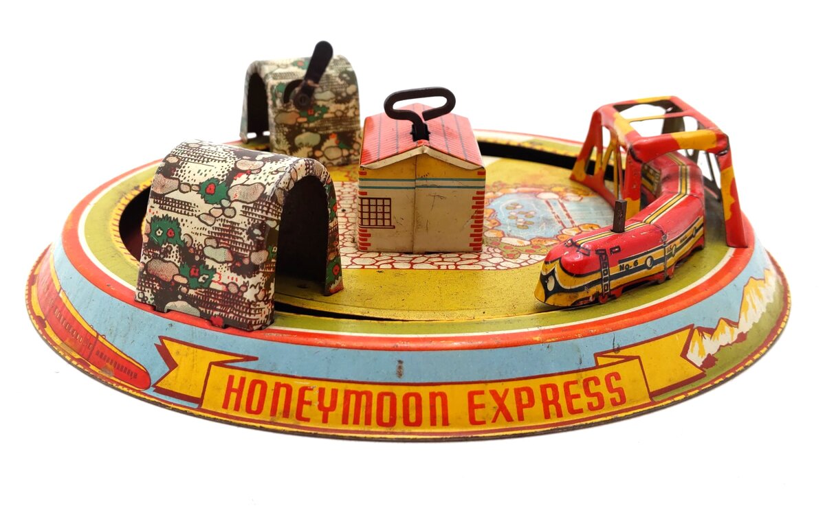 Marx Vintage Tin Litho "Honeymoon Express" Wind-up Toy VG