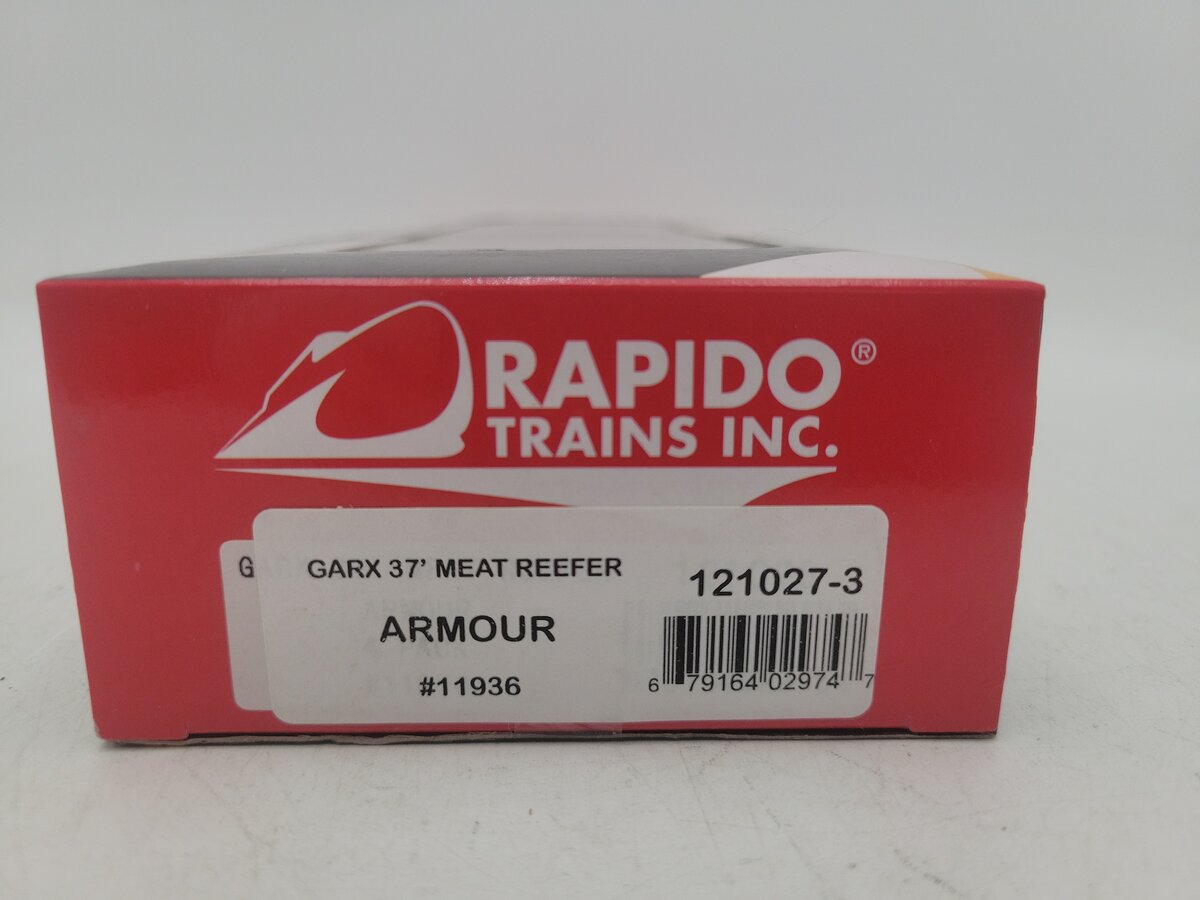 Rapido Trains 121027-3 HO Armour ARLX General American 37' Wood Meat Reefer EX/Box