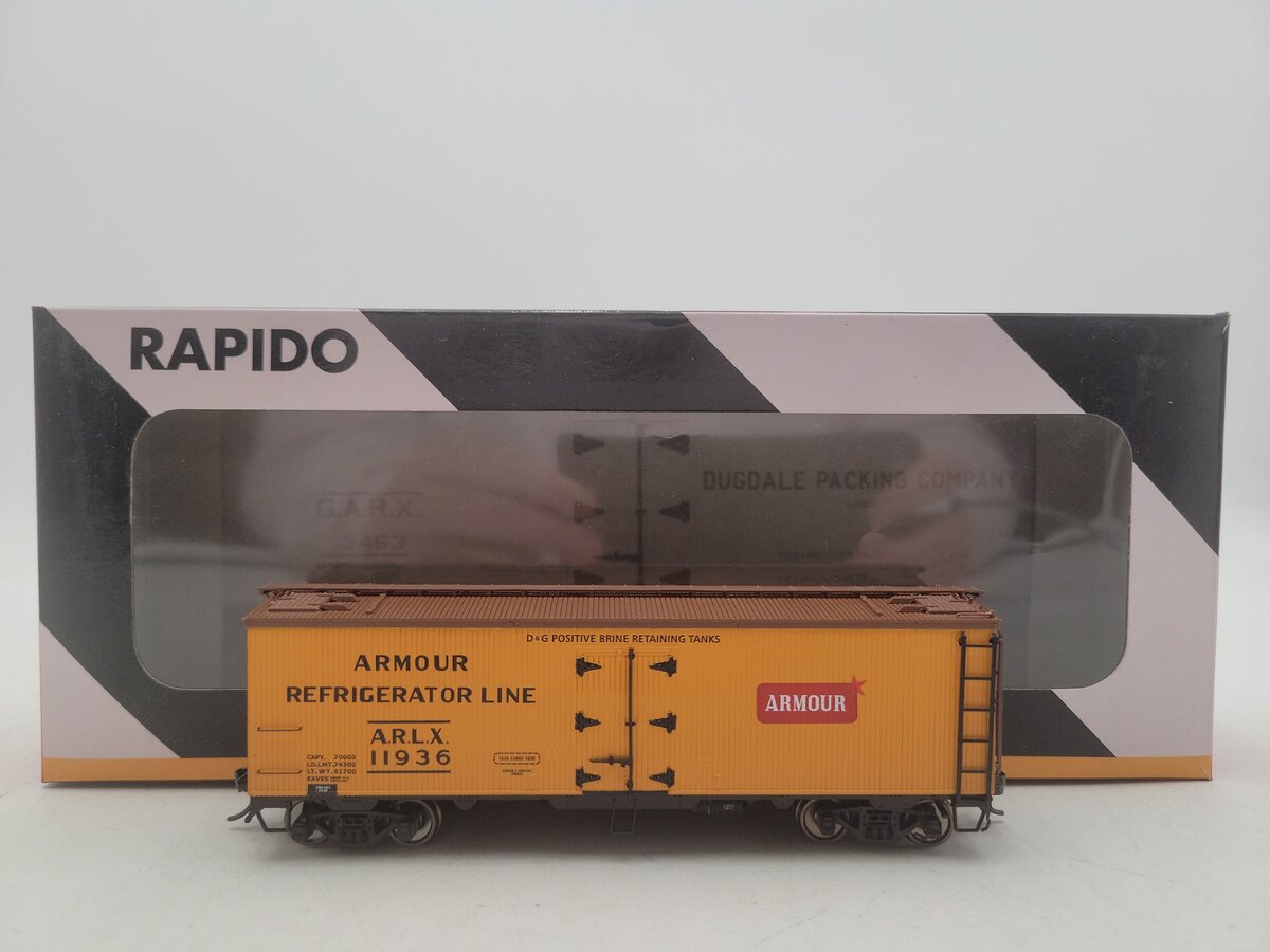 Rapido Trains 121027-3 HO Armour ARLX General American 37' Wood Meat Reefer EX/Box