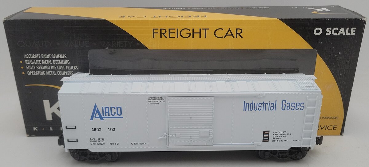 K-Line K761-8013 O Gauge Airco Boxcar #103 with Interior Aluminum Tank EX/Box