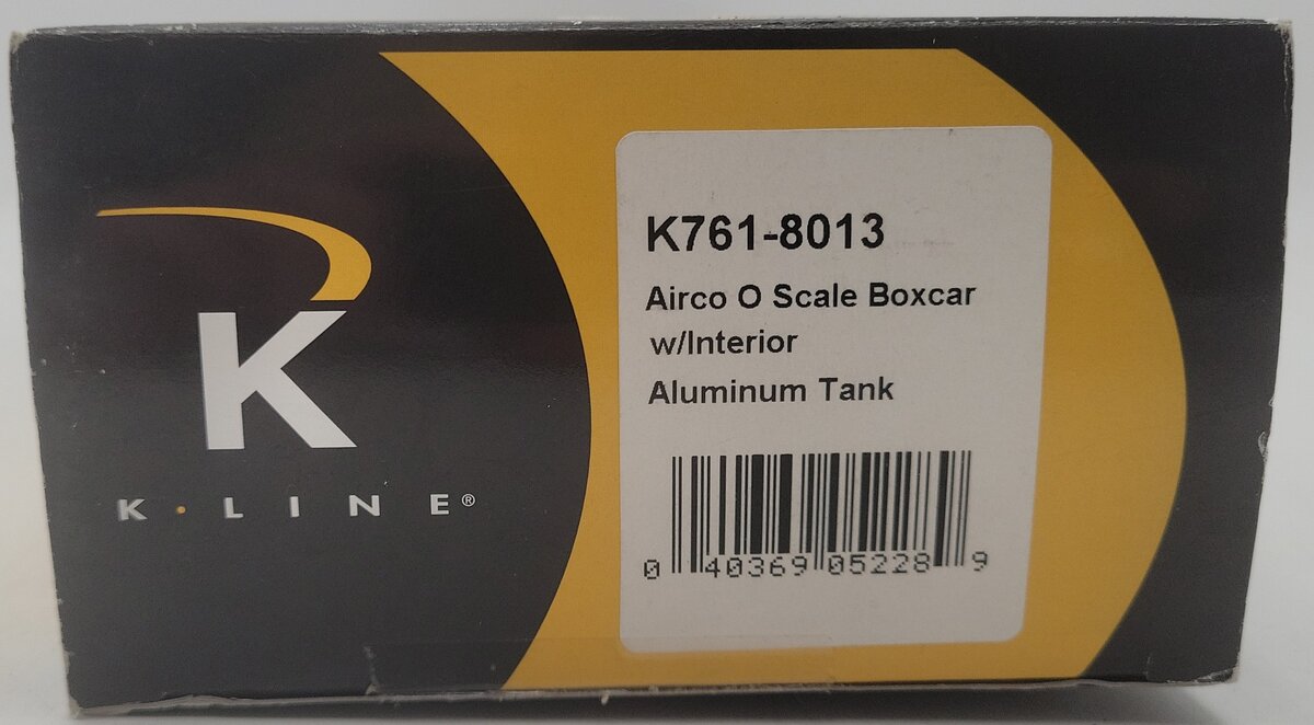 K-Line K761-8013 O Gauge Airco Boxcar #103 with Interior Aluminum Tank EX/Box