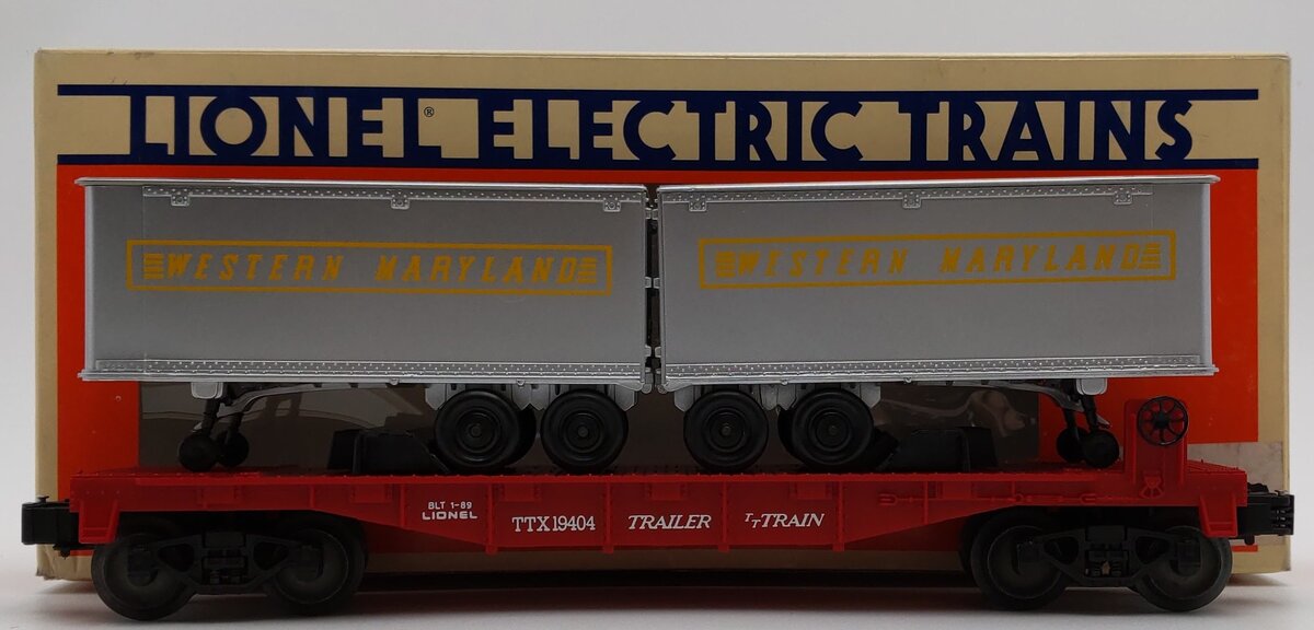 Lionel 6-19404 O Gauge Western Maryland Flatcar with Trailers #19404 LN/Box