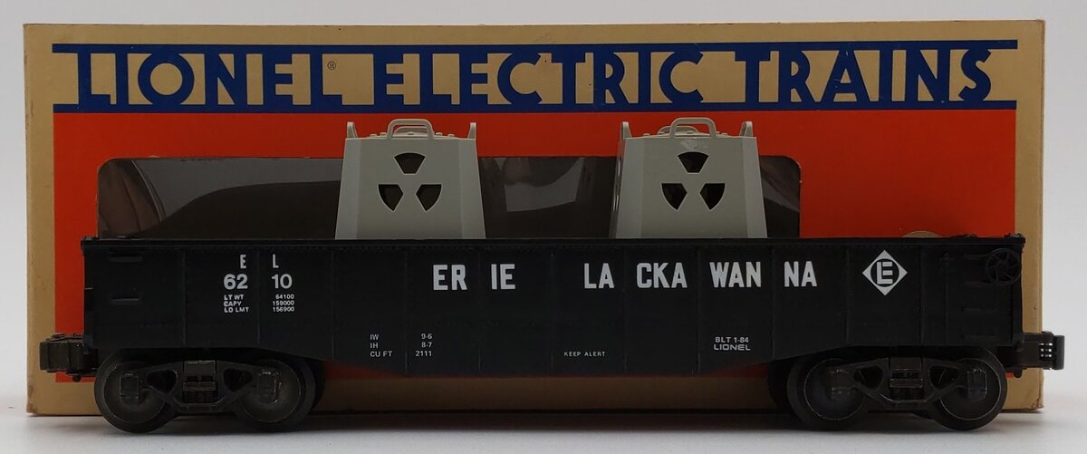 Lionel 6-6210 O Gauge Erie Lackawanna Gondola w/ Radioactive Containers EX/Box