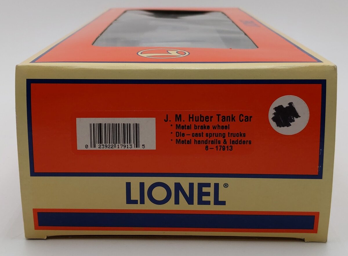 Lionel 6-17913 O Gauge JM Huber Unibody Tank Car #76295 EX/Box
