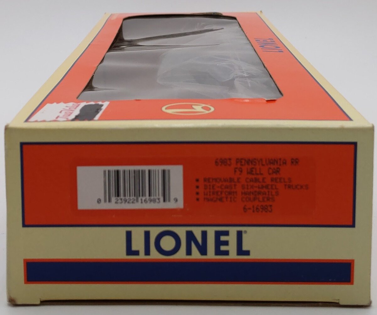 Lionel 6-16983 O Gauge Pennsylvania F-9 Well Car w/Cable Reels #16983 LN/Box