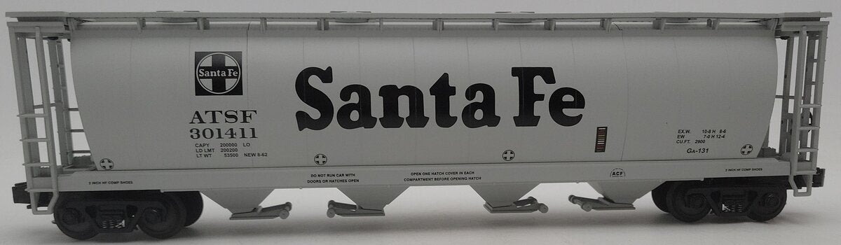 MTH 20-97421 Santa Fe 4-Bay Cylindrical Hopper #301411 EX/Box