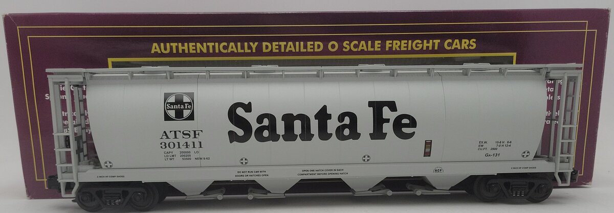 MTH 20-97421 Santa Fe 4-Bay Cylindrical Hopper #301411 EX/Box