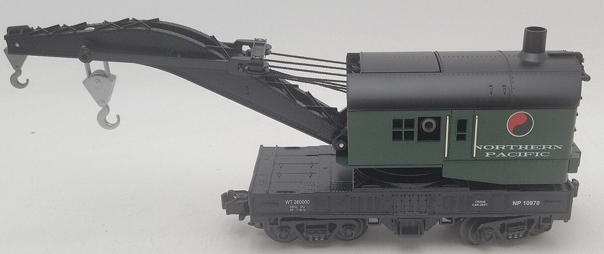MTH 30-7911 O Gauge Northern Pacific Operating Crane Car #10970 EX/Box