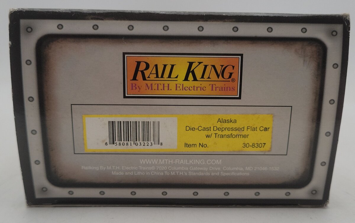 MTH 30-8307 Diecast Alaska Railroad Depressed Center Flatcar with Transformer EX/Box