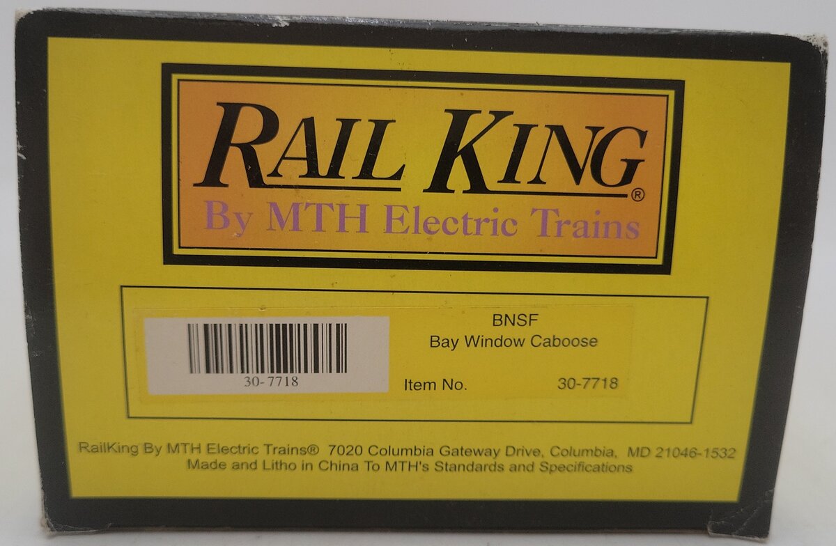 MTH 30-7718 O Gauge Burlington Northern Santa Fe Bay Window Caboose #12112 EX/Box