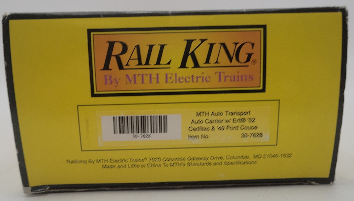 MTH 30-7628 O Gauge Auto Carrier Flatcar with 4 Ertl Cars #4952 EX/Box