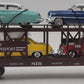 MTH 30-7628 O Gauge Auto Carrier Flatcar with 4 Ertl Cars #4952 EX/Box