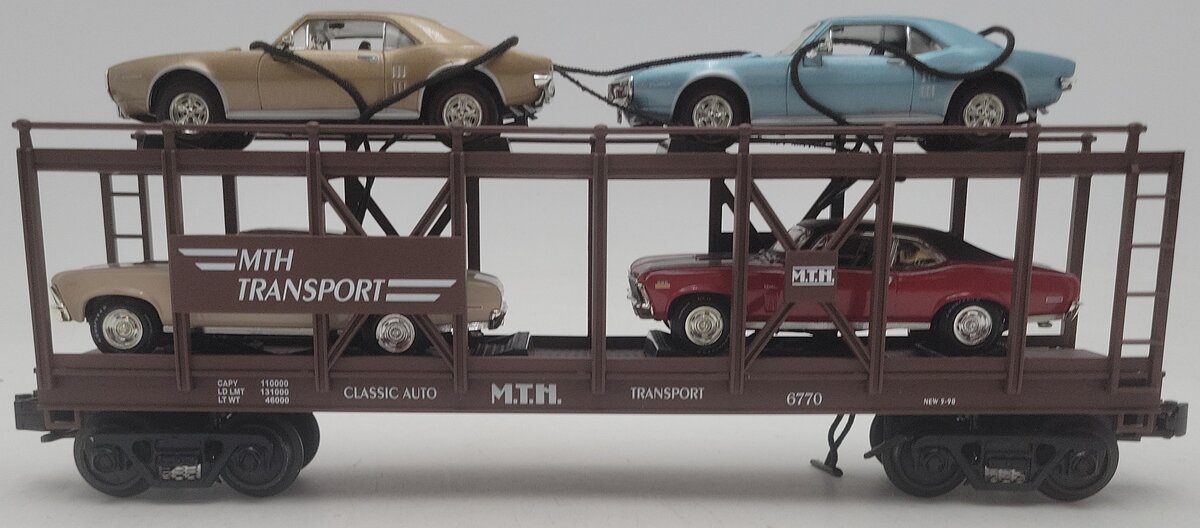 MTH 30-7638 O Gauge MTH Auto Transport Carrier with 4 Autos EX/Box