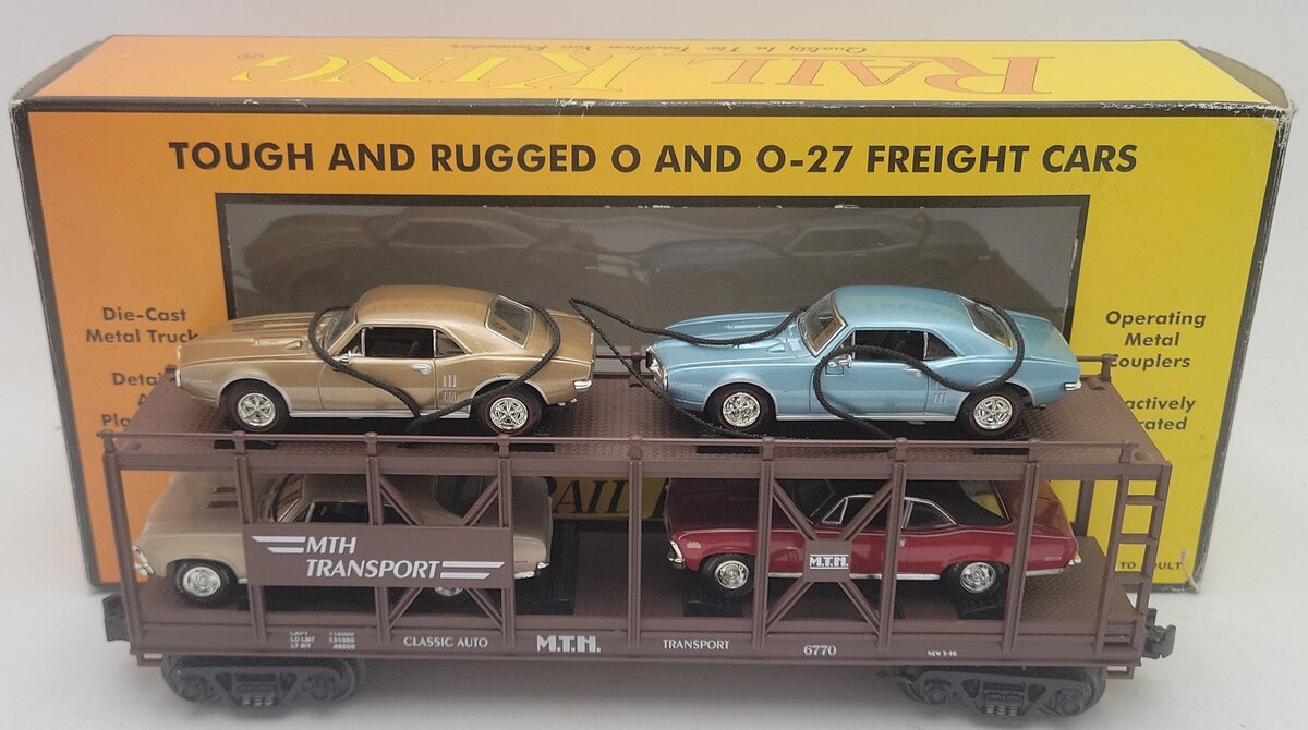 MTH 30-7638 O Gauge MTH Auto Transport Carrier with 4 Autos EX/Box