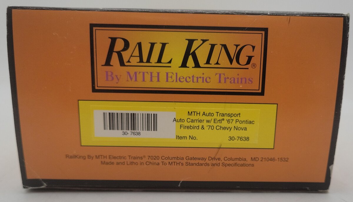 MTH 30-7638 O Gauge MTH Auto Transport Carrier with 4 Autos EX/Box