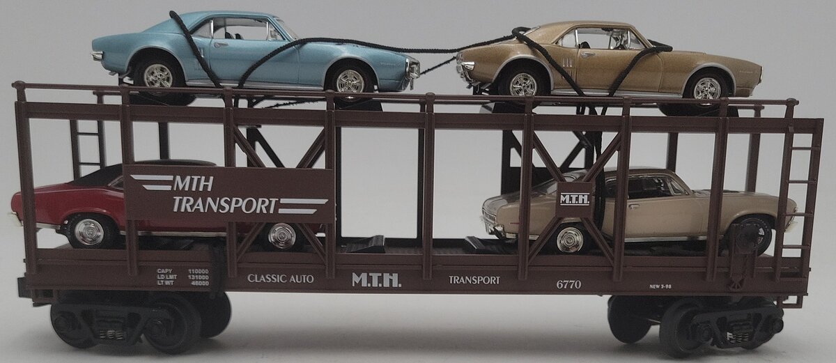 MTH 30-7638 O Gauge MTH Auto Transport Carrier with 4 Autos EX/Box