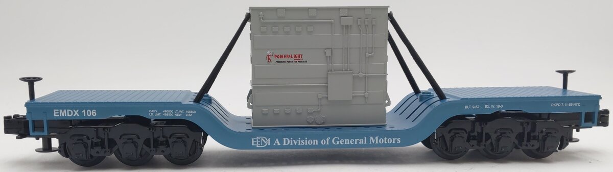 MTH 30-7012E O EMD Depressed Center Flatcar w/ Transformer EX/Box