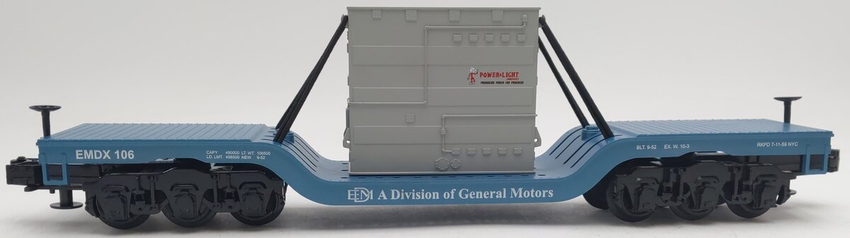 MTH 30-7012E O EMD Depressed Center Flatcar w/ Transformer EX/Box