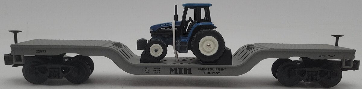 MTH 30-7611 O Gauge MTH Construction Flat Car #22893 w/Ertl Tractor EX/Box