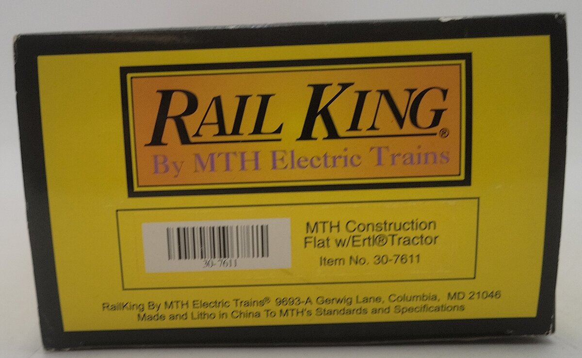 MTH 30-7611 O Gauge MTH Construction Flat Car #22893 w/Ertl Tractor EX/Box