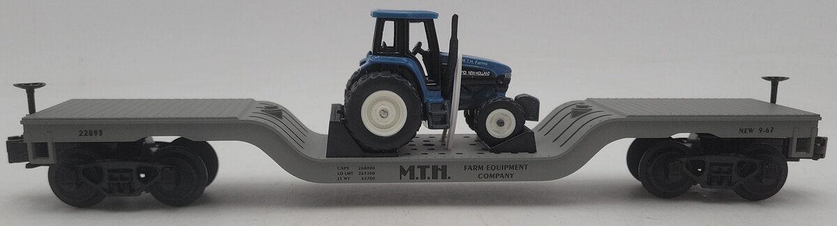 MTH 30-7611 O Gauge MTH Construction Flat Car #22893 w/Ertl Tractor EX/Box