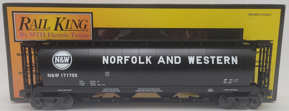 MTH 30-7599 N&W 4 Bay Cylindrical Hopper #171755 EX/Box