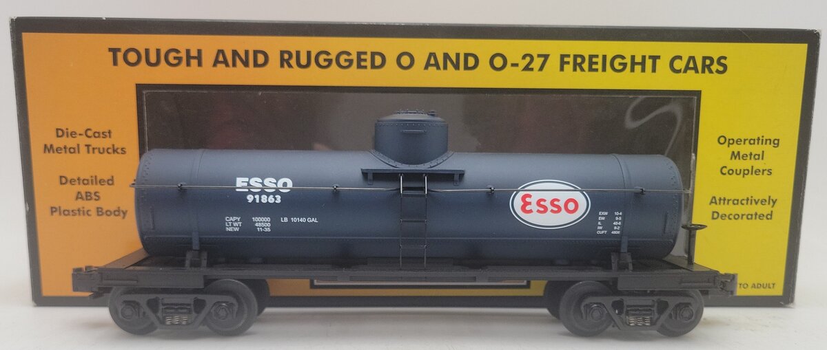MTH 30-7314 O Gauge ESSO Single Dome Tank Car #91863 EX/Box