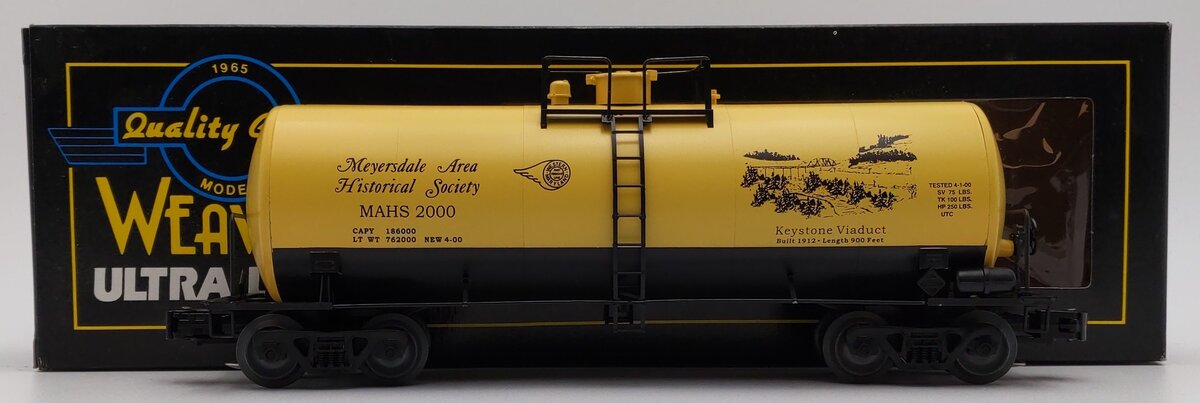 Weaver MAHS-2000 O Meyersdale Area Historical Society Keystone Viaduct 40' Tank EX/Box