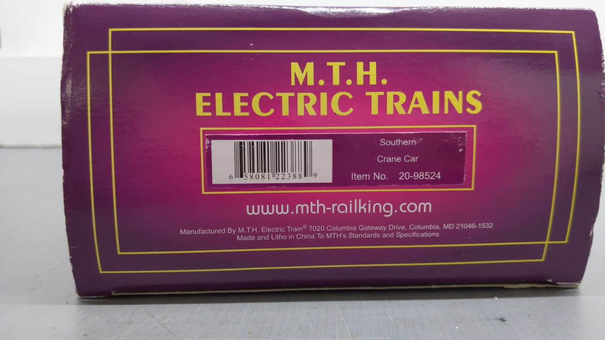 MTH 20-98524 O Gauge Southern Crane Car #903014 EX/Box