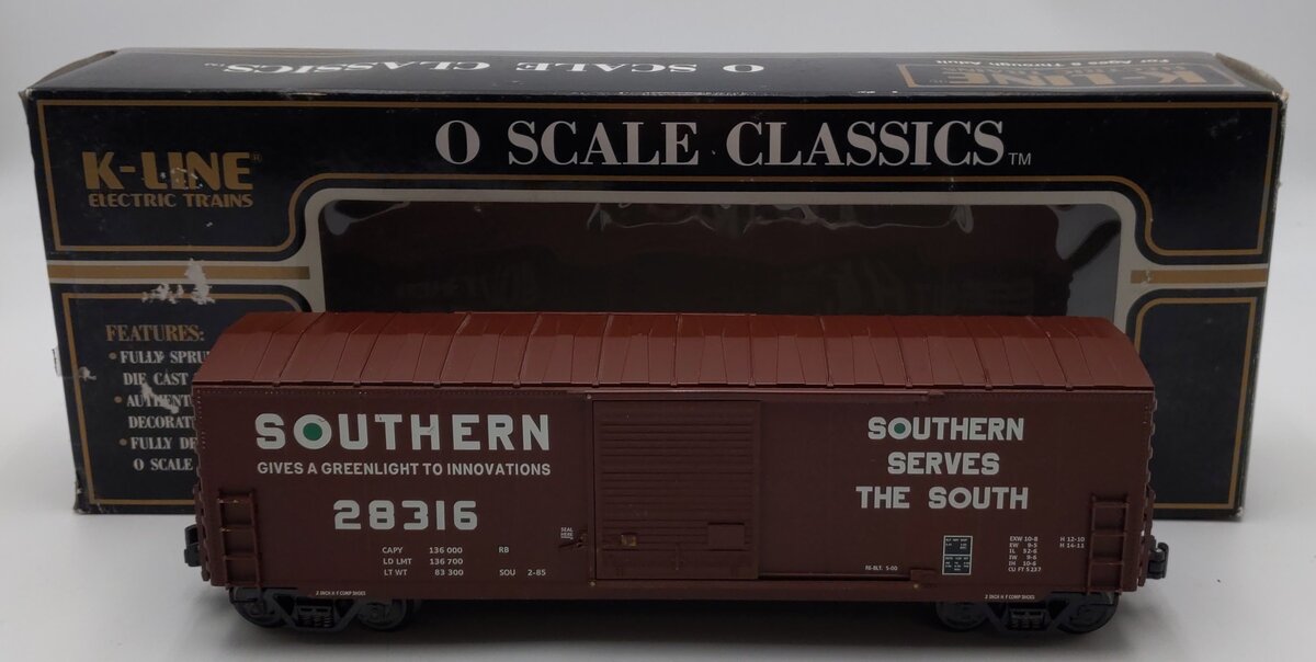 K-Line K765-2011 O Gauge Southern Boxcar #28316 LN/Box