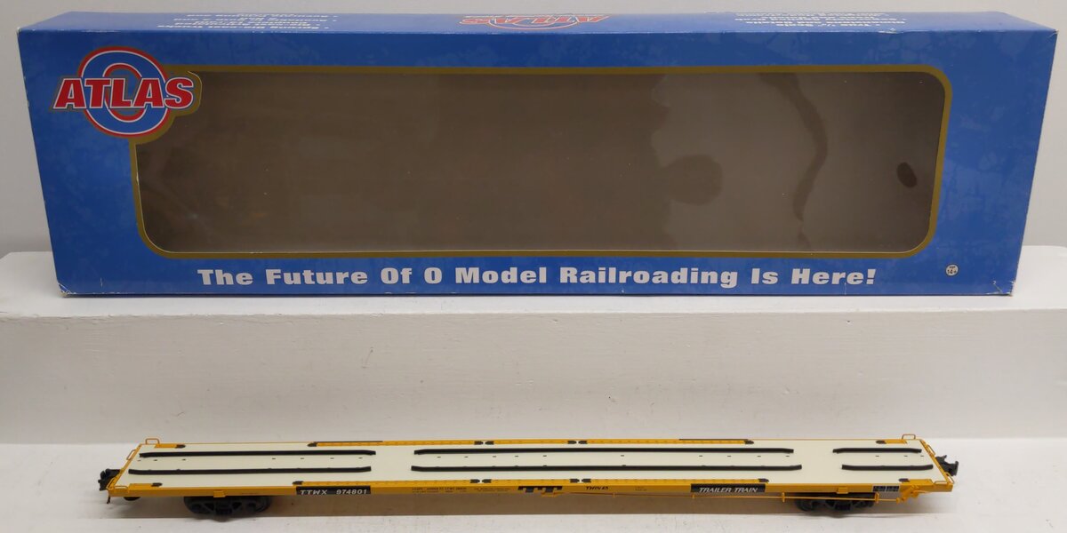 Atlas 6975-11 O Gauge Yellow Trailer Train Flat Car No. 974801 LN/Box