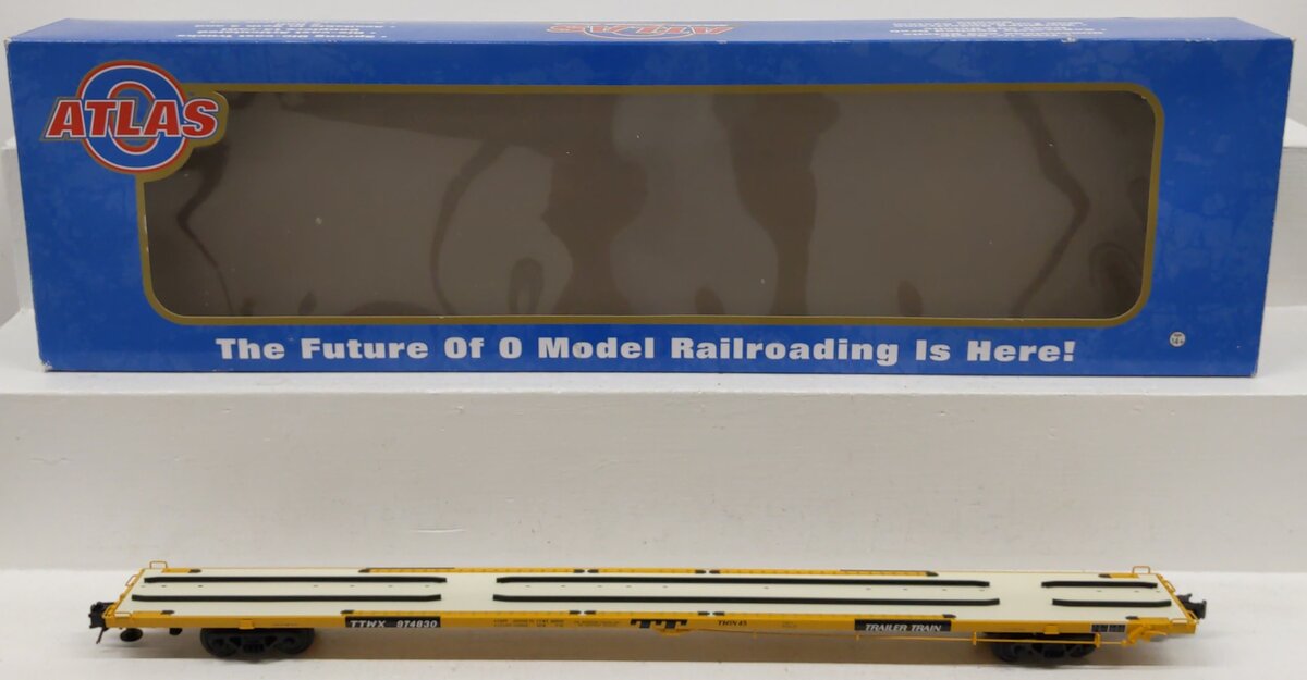 Atlas 6975-12 O Gauge Yellow Trailer Train Flat Car No. 974830 LN/Box
